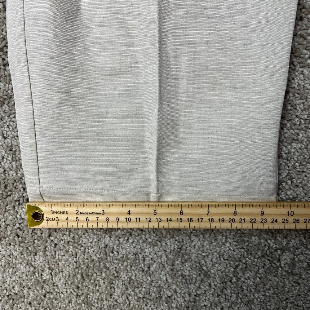 Cubavera Linen Pants Mens XL Beige Drawstring Straight Leg Elastic Waist Flat
